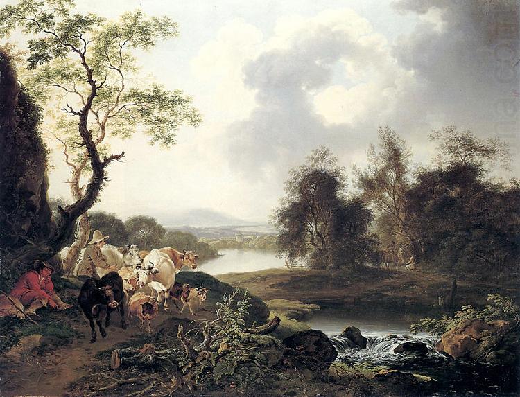 Ferdinand Kobell Flusslandschaft mit Wasserfall china oil painting image